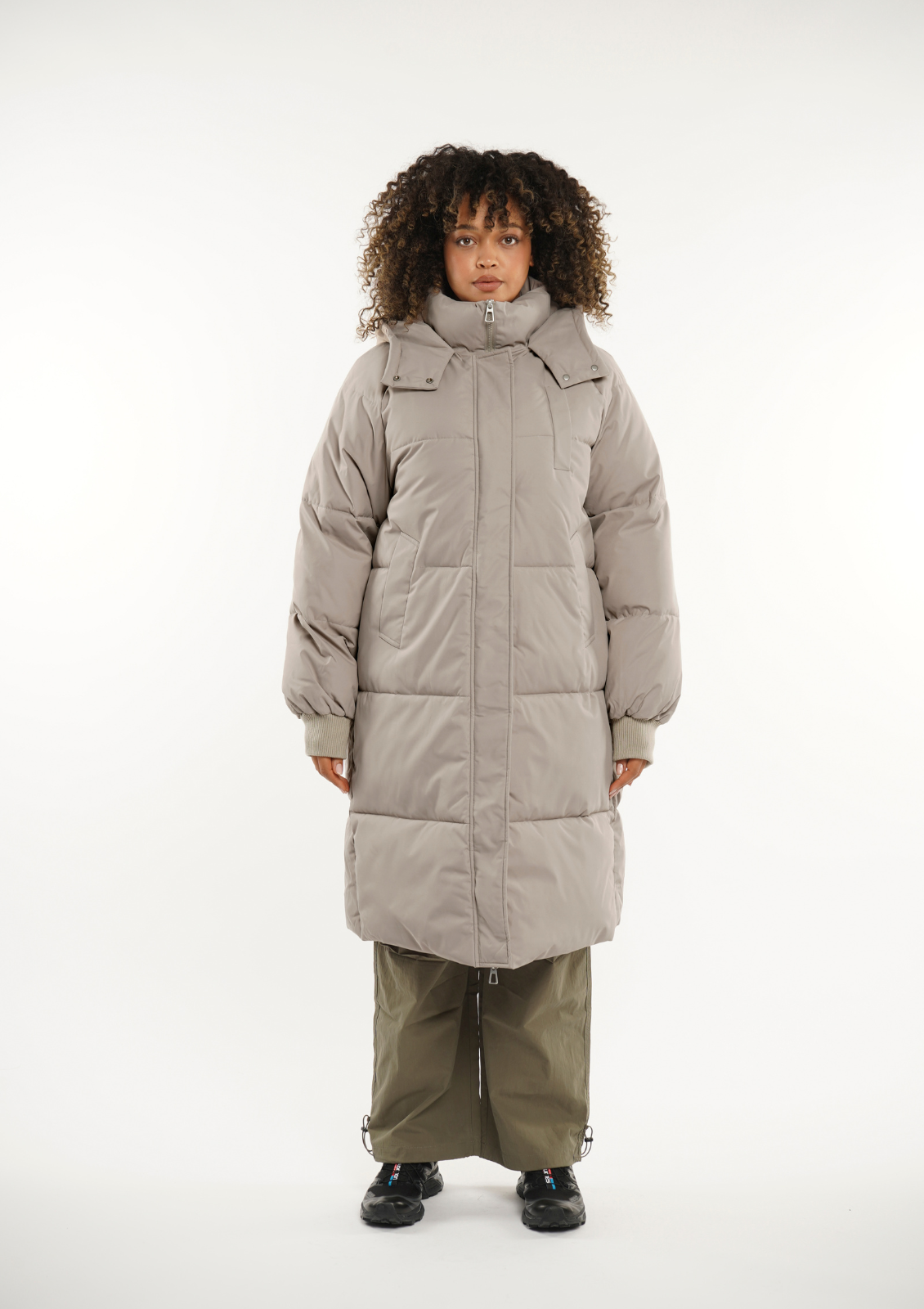 Blush Vogue Hooded Long Belted Puffer