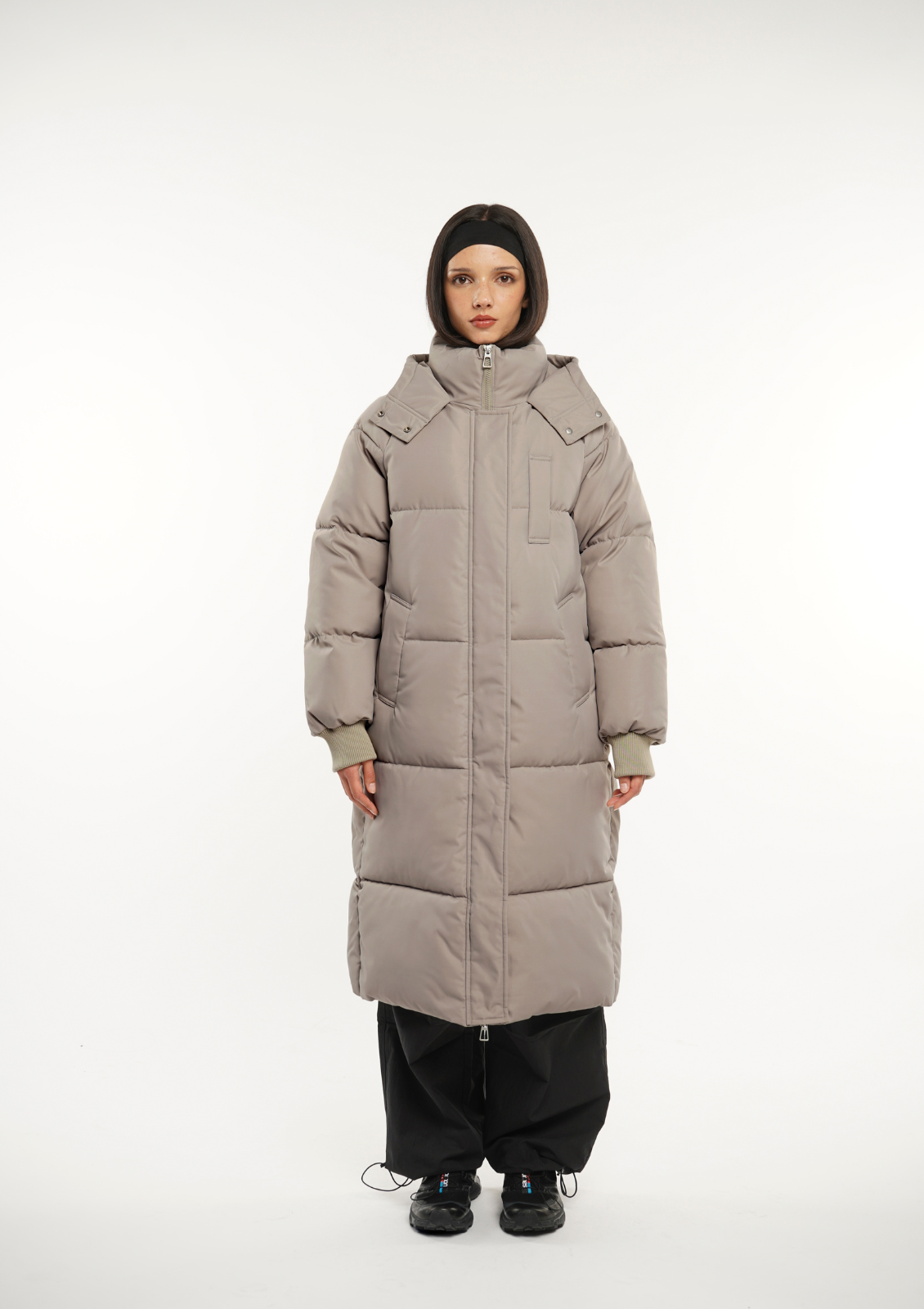 Blush Vogue Hooded Long Belted Puffer