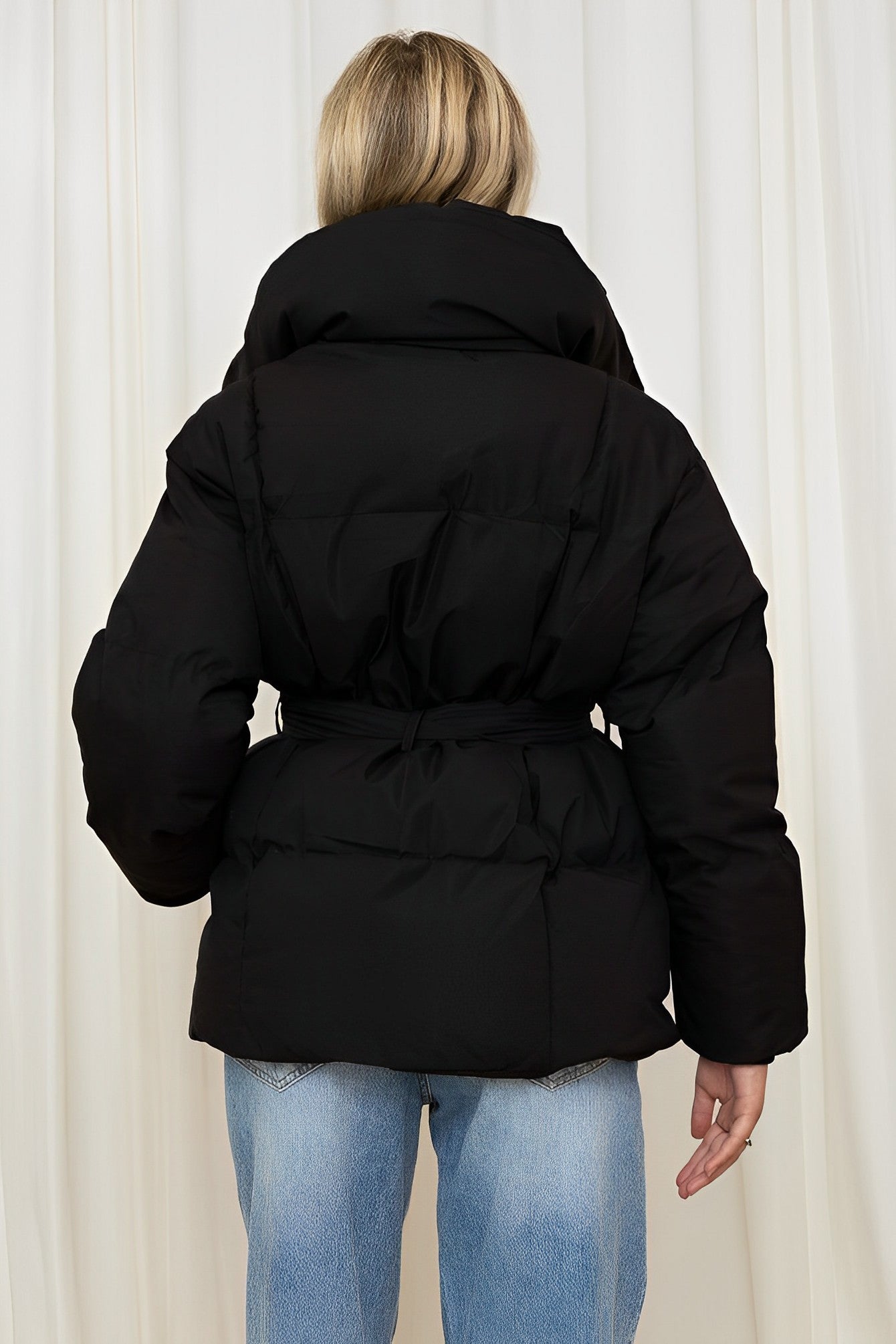 Blush Vogue Mid Belted puffer